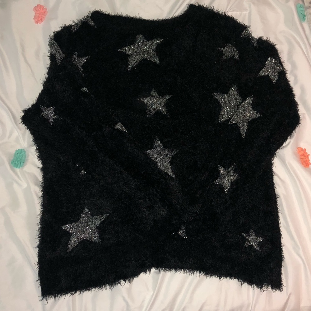 Warm and Fuzzy Jumper with Metallic Stars